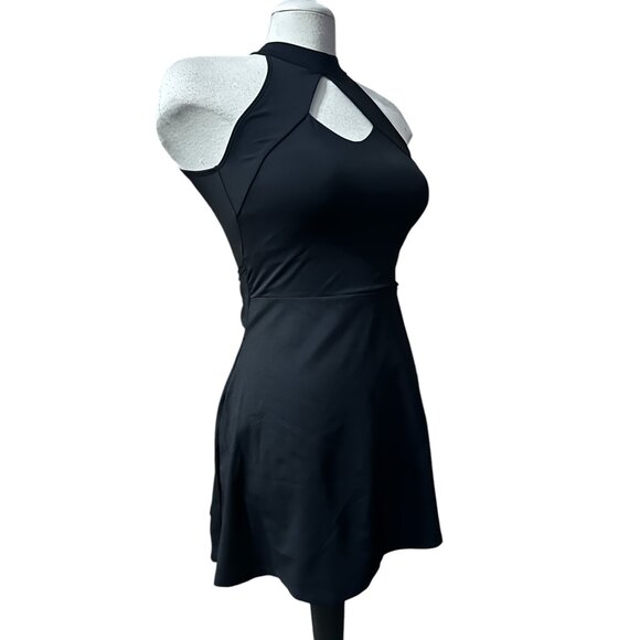Halara 2 Piece High Cut Out Neck Double Strap Back Active Dress Sz Small Black - Picture 8 of 16